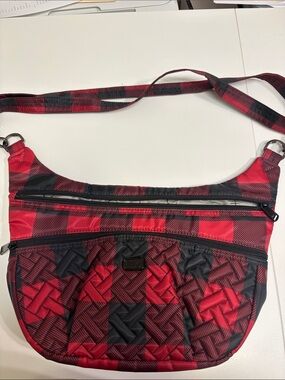 Lug Hippy Plaid Crossbody Bag - Red/Black